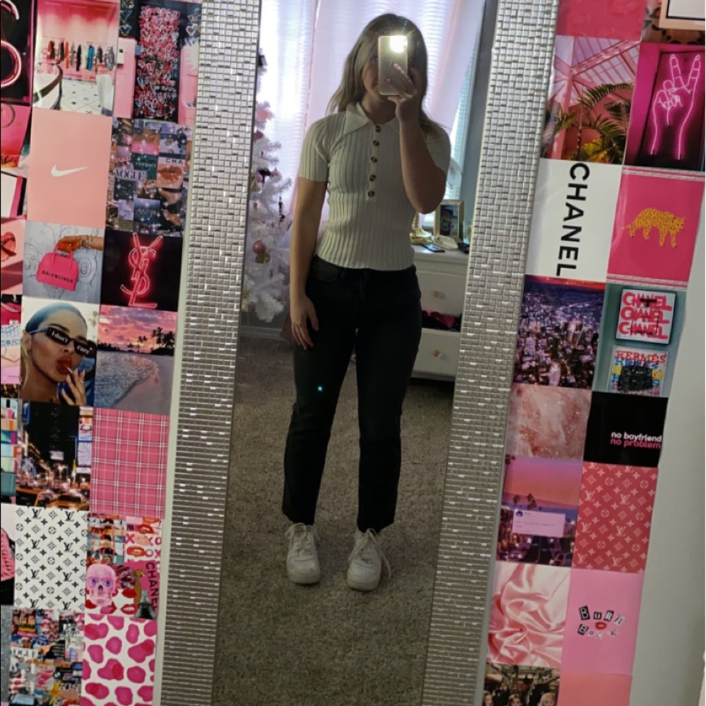 fitted collared top